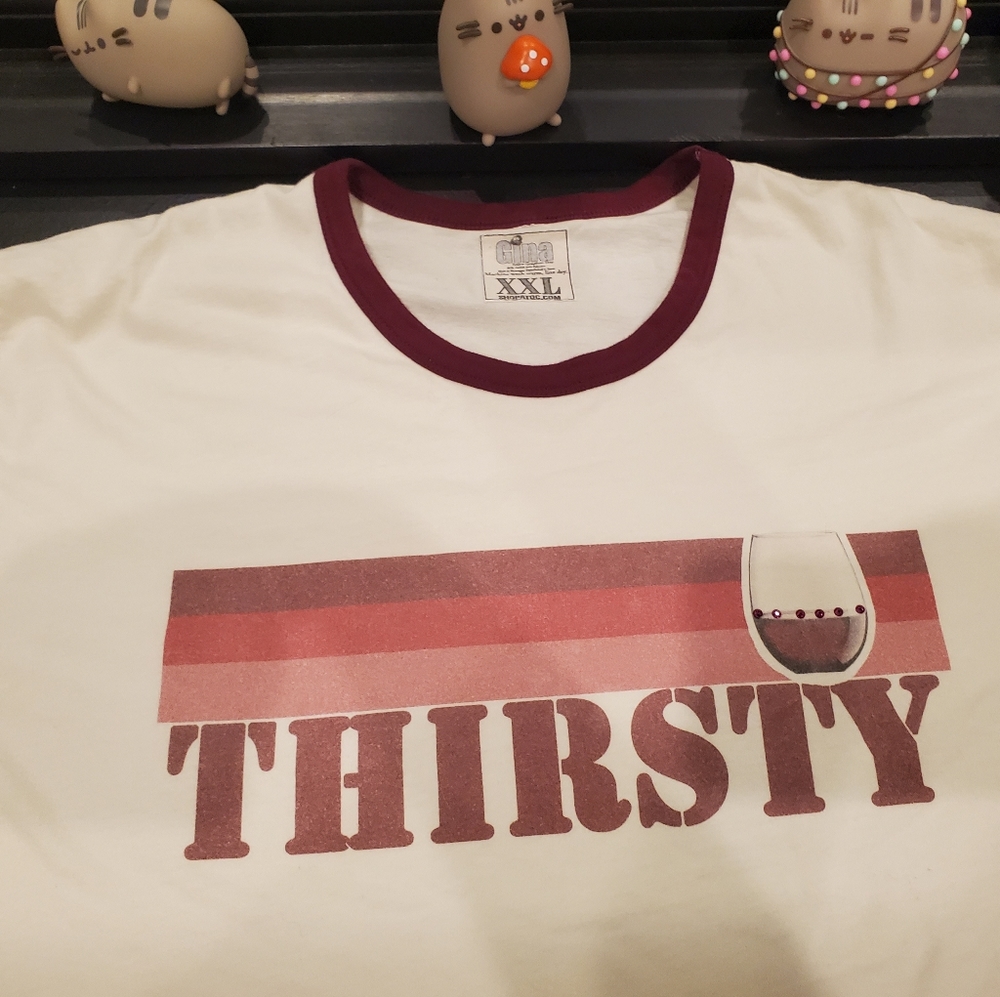 Thirsty Red Wine Embellished 2XL Retro Tee